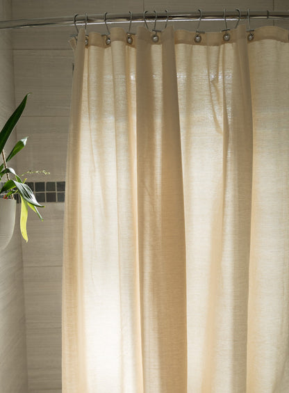 Cotton Shower Curtain – Natural & White Bath Sizes