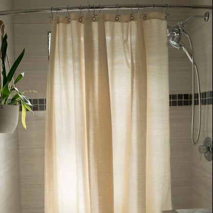 Cotton Shower Curtain – Natural & White Bath Sizes