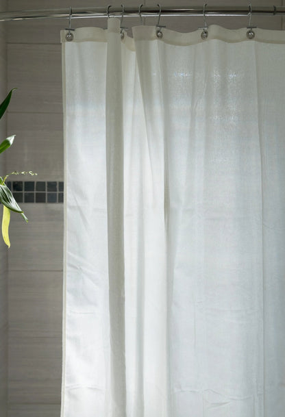 Cotton Shower Curtain – Natural & White Bath Sizes