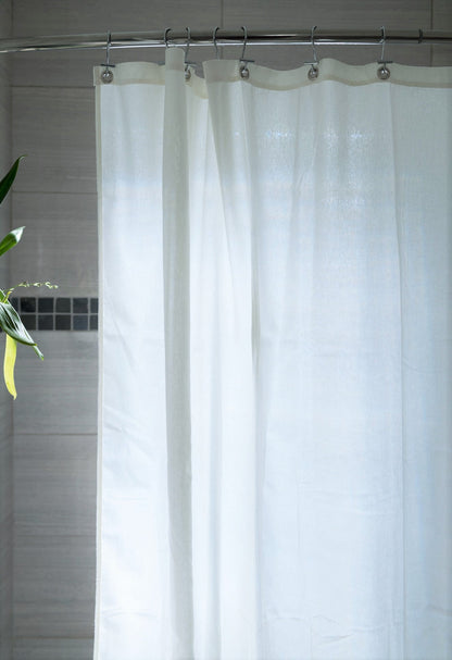 Cotton Shower Curtain – Natural & White Bath Sizes