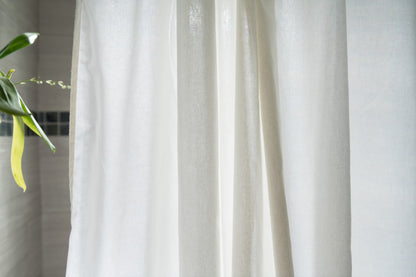 Cotton Shower Curtain – Natural & White Bath Sizes