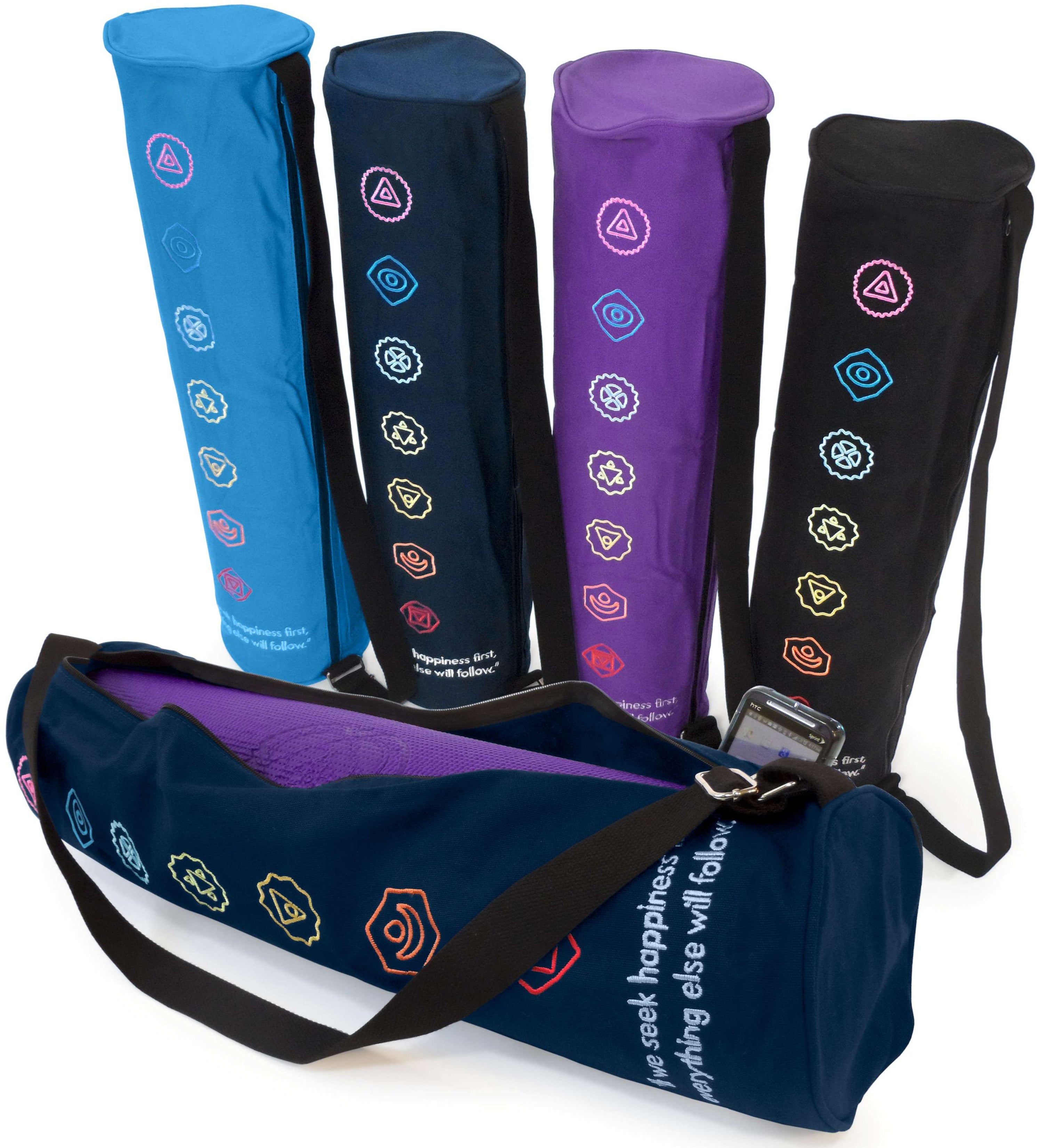 Organic Cotton Yoga Mat Bag – Chakra Embroidery Design