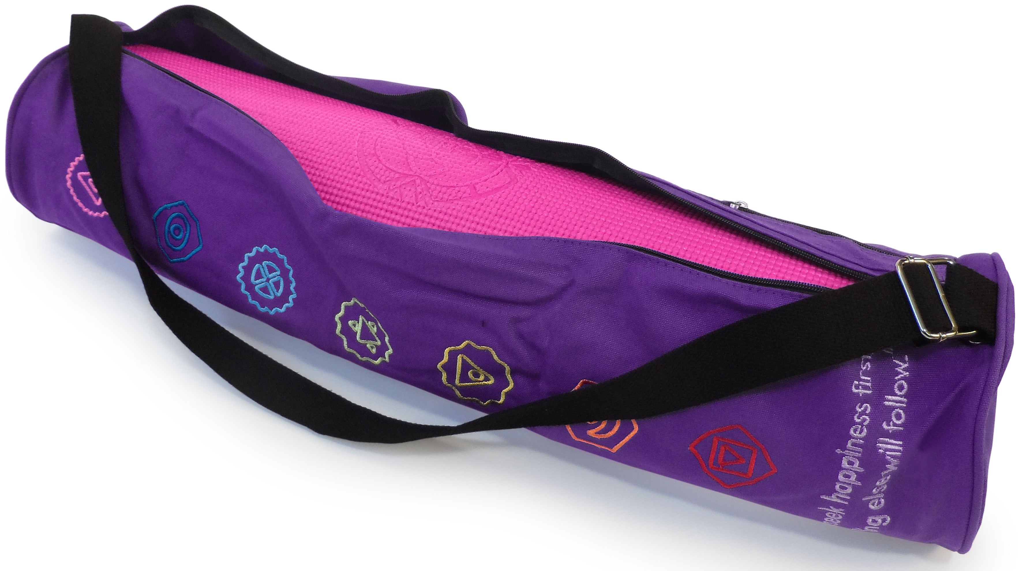 Organic Cotton Yoga Mat Bag – Chakra Embroidery Design
