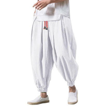 Linen Pants Men Casual Harem Pant Loose Stretchy Waist Casual Hippie Trousers Lightweight Loose Beach Yoga Pants