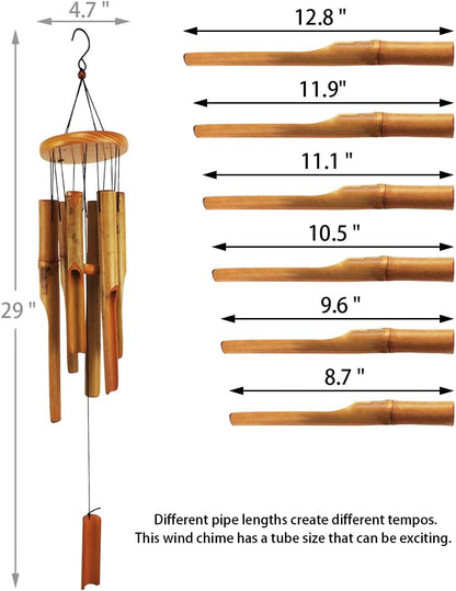 MUMTOP Bamboo Wind Chimes, Outdoor Wooden Wind Chime with Amazing Deep Tone for Garden, Patio, Home or Outdoor Decor