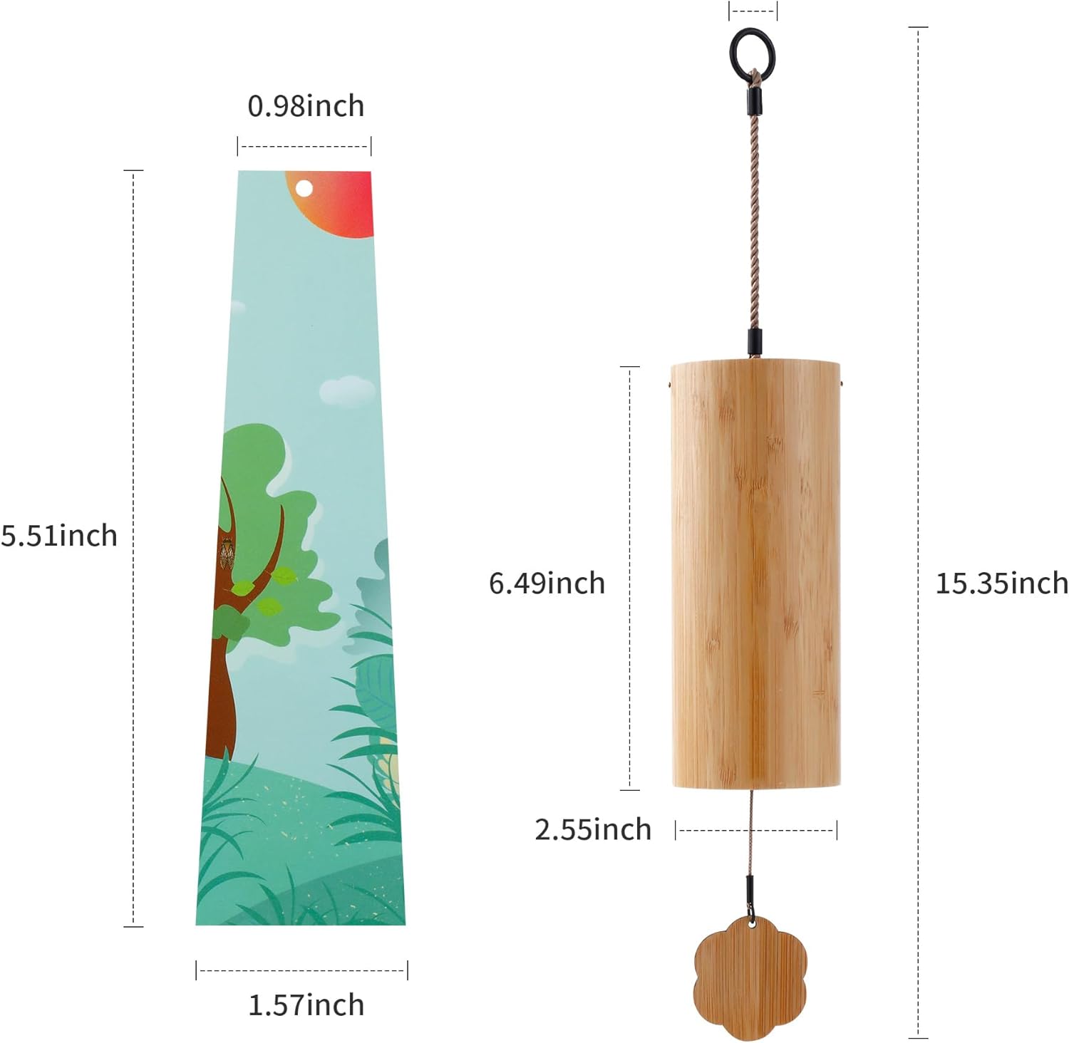 Wind Chime Meditation Bamboo Windchime Sound Healing Instruments Yoga Zen Sound Bath Gift for Therapy Sound G Chord Winter