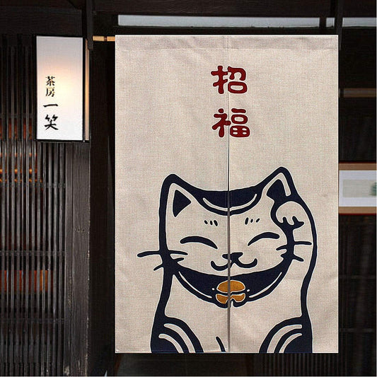 Japanese Lucky Cat - Doorway/Noren Curtain