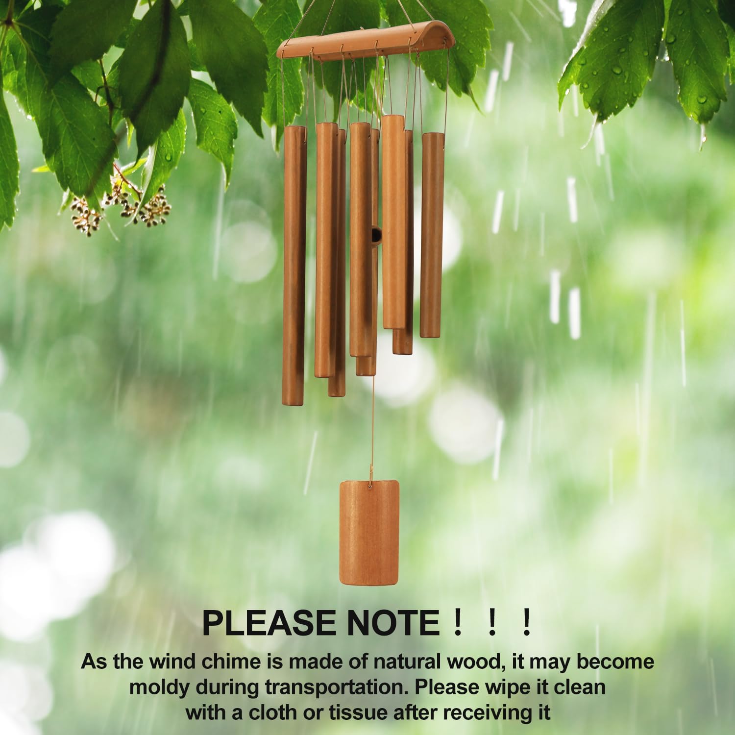 Wind Chimes for Outside, Sympathy Wind Chimes Bamboo Windchimes Outdoors with Natural Sounds, Gifts for Mom, Indoor Outdoor Decorations for Patio Porch Garden and Backyard
