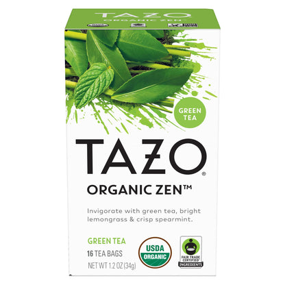 TAZO Organic Zen Green Tea, Green Tea Zen for Health and Wellness, 96 Total Tea Bags (16ct - Pack of 6)