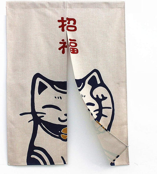 Japanese Lucky Cat - Doorway/Noren Curtain