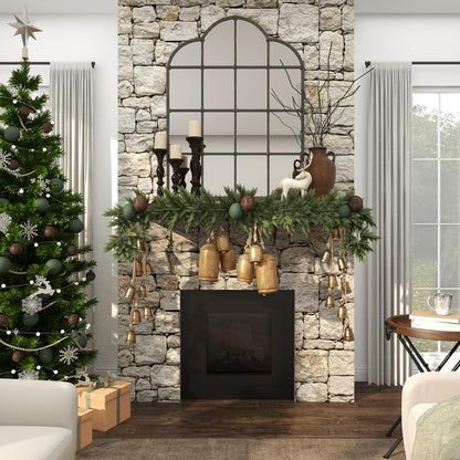 Deco 79 Metal Handmade Tibetan Inspired Decorative Cow Bells with 4 Bells on Jute Hanging Rope, 4" x 3" x 29", Gold