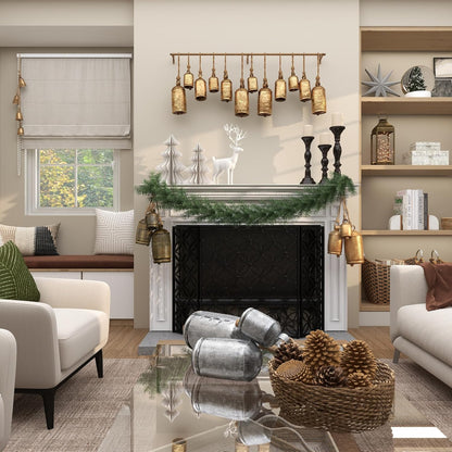 Deco 79 Rustic Metal Cowbell Decorative Bells, 4" x 3" x 29", Gold