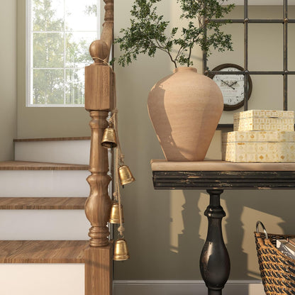 Deco 79 Metal Handmade Tibetan Inspired Decorative Cow Bells with 4 Bells on Jute Hanging Rope, 4" x 3" x 29", Gold