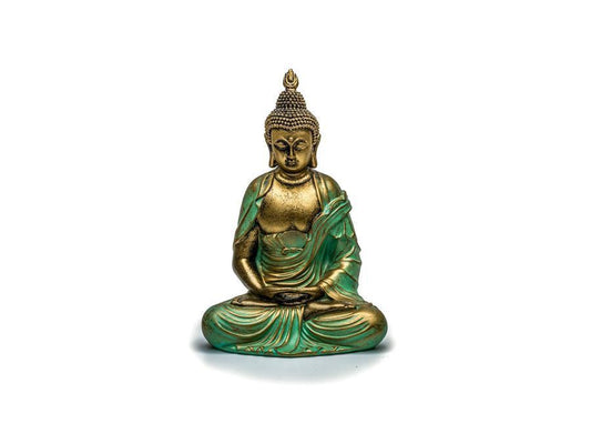 Antiqued Resin Buddha Statue (Gold and Turquoise)