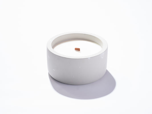 Concrete container Candle made at Sangha House with soy and bees wax | Handcrafted & Mindful Products