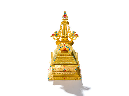 Tibetan Stupa of Enlightenment Statue for an altar or decor | Handcrafted & Mindful Products