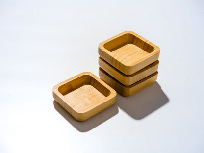 4 Bamboo rounded square offering bowls made at Sangha House | Handcrafted & Mindful Products