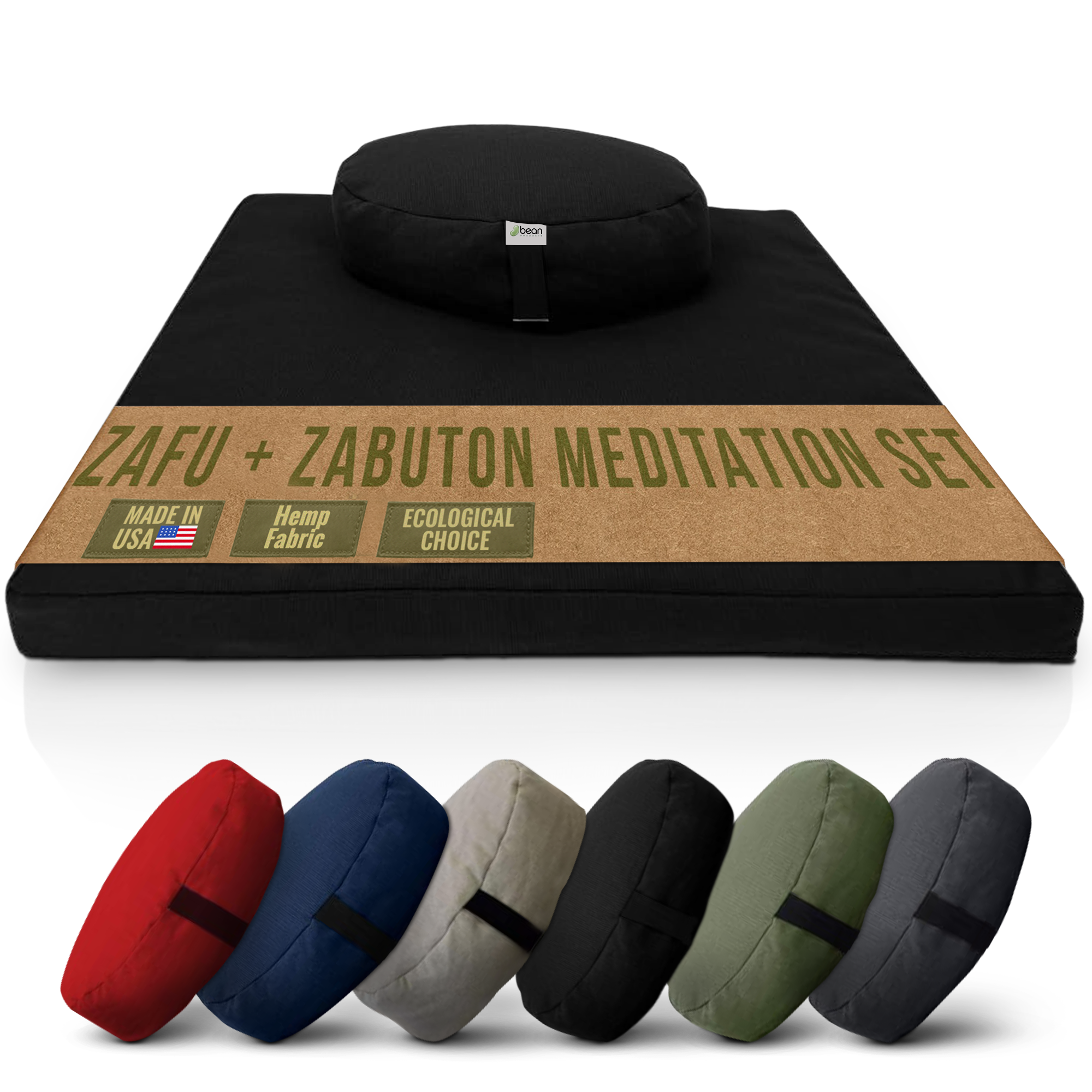 Hemp Meditation Cushion Set – Zafu & Zabuton, Organic Fill