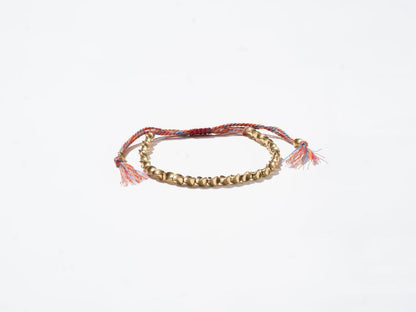 Brass Beads and 5 Color String Woven String Bracelet - Handmade at Sangha House