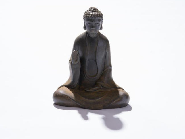 Cast Iron Buddha Statue with Palm Mudra made at Sangha House | Handcrafted & Mindful Products