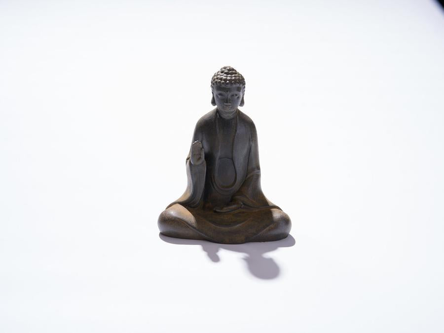 Cast Iron Buddha Statue with Palm Mudra made at Sangha House | Handcrafted & Mindful Products