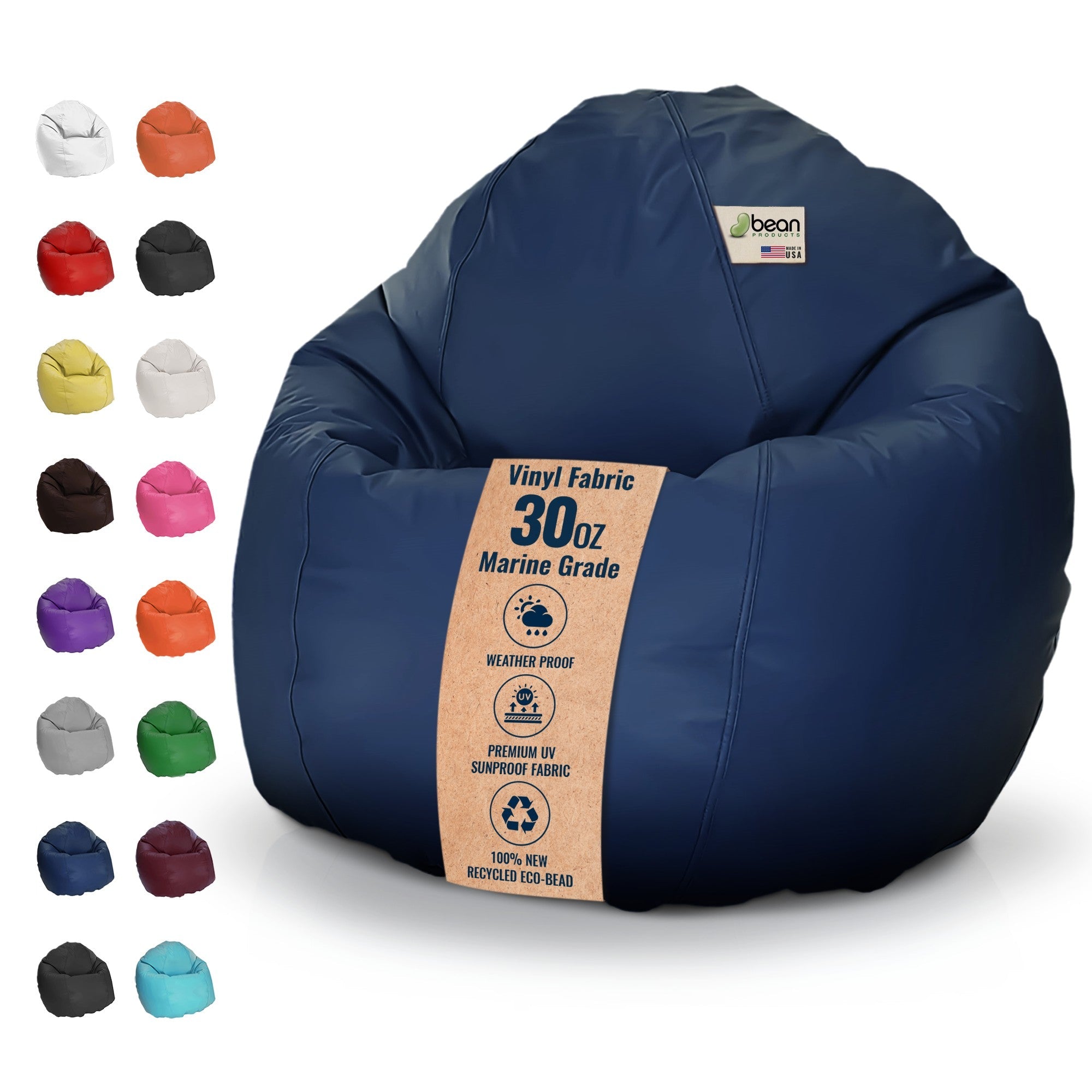 Vinyl Bean Bag Chair – Marine Grade Indoor/Outdoor Lounger
