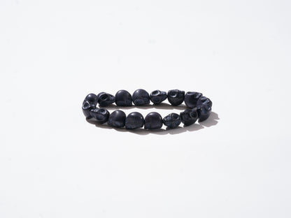 Skull Bead Mala Bracelet – Black Tibetan Howlite