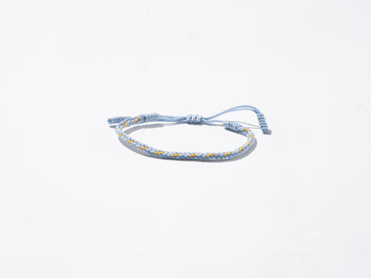 Blue and Gold Woven String Bracelet - Handmade at Sangha House