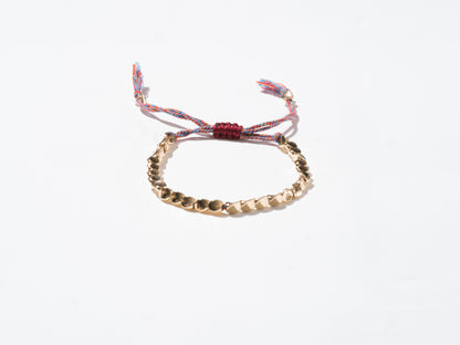 Brass Beads and 5 Color String Woven String Bracelet - Handmade at Sangha House