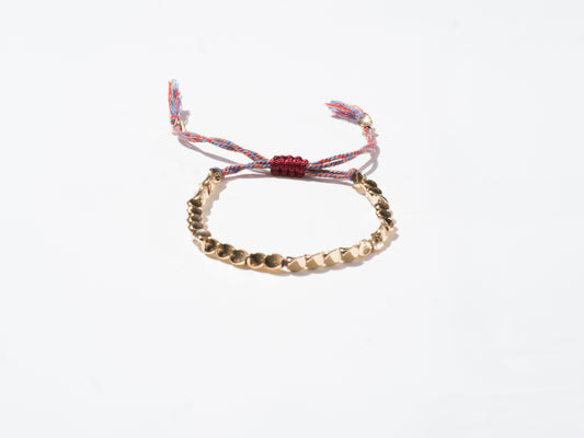 Brass Beads and 5 Color String Woven String Bracelet - Handmade at Sangha House