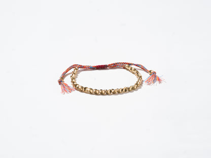 Brass Beads and 5 Color String Woven String Bracelet - Handmade at Sangha House