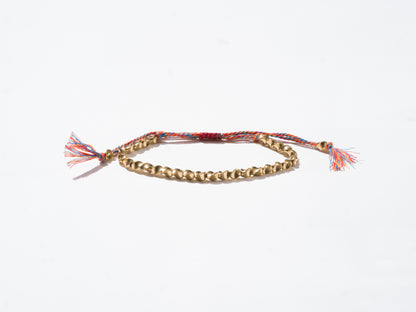 Brass Beads and 5 Color String Woven String Bracelet - Handmade at Sangha House