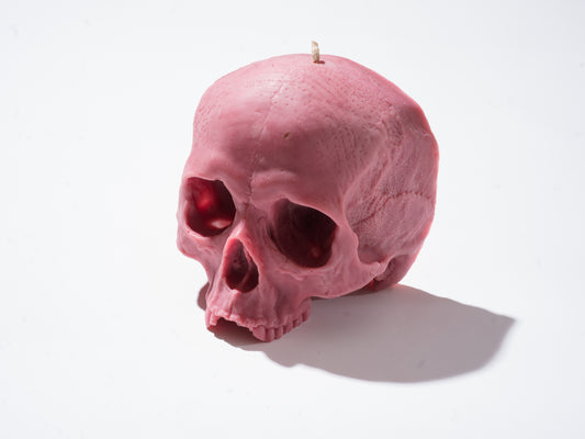 Rasberry Skull Candle without Mandible - Handmade at Sangha House