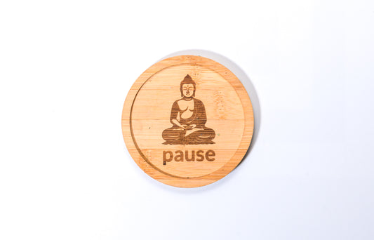 "Pause" Laser Engraved Wooden Coaster Set (4 Pcs.)