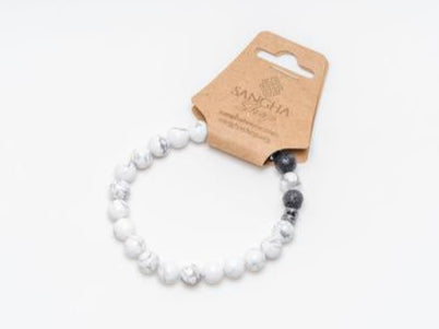 Hematite Mala Bracelet - White and Black | Grounded Energy & Balance