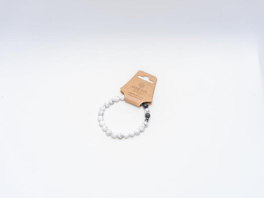 Hematite Mala Bracelet - White and Black | Grounded Energy & Balance