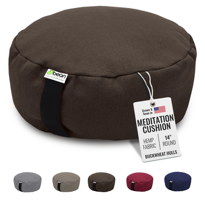 Hemp Zafu Meditation Cushion – 17 oz. Hemp Fabric with Organic Buckwheat Hull Fill