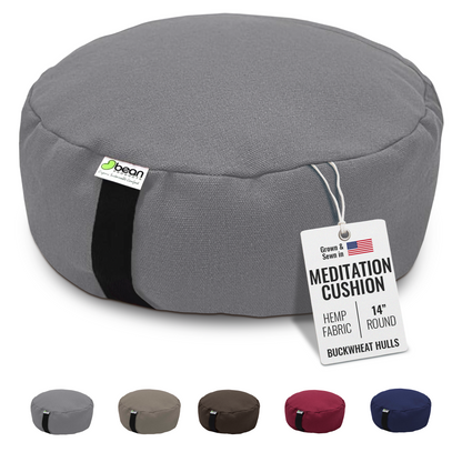 Hemp Zafu Meditation Cushion – 17 oz. Hemp Fabric with Organic Buckwheat Hull Fill