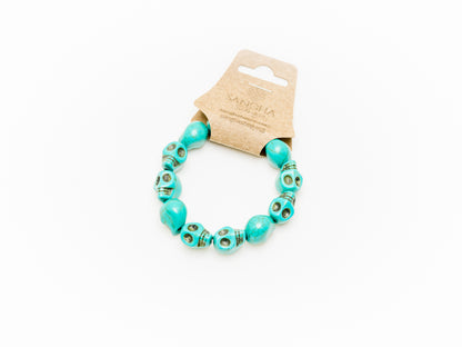 Skull Bead Mala Bracelet (Turquoise)