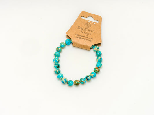 Tibetan Turquoise Stone Elastic Bead Mala