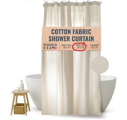 Cotton Shower Curtain – Natural & White Bath Sizes