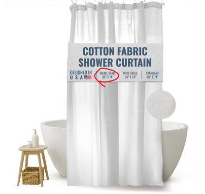 Cotton Shower Curtain – Natural & White Bath Sizes