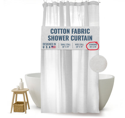Cotton Shower Curtain – Natural & White Bath Sizes