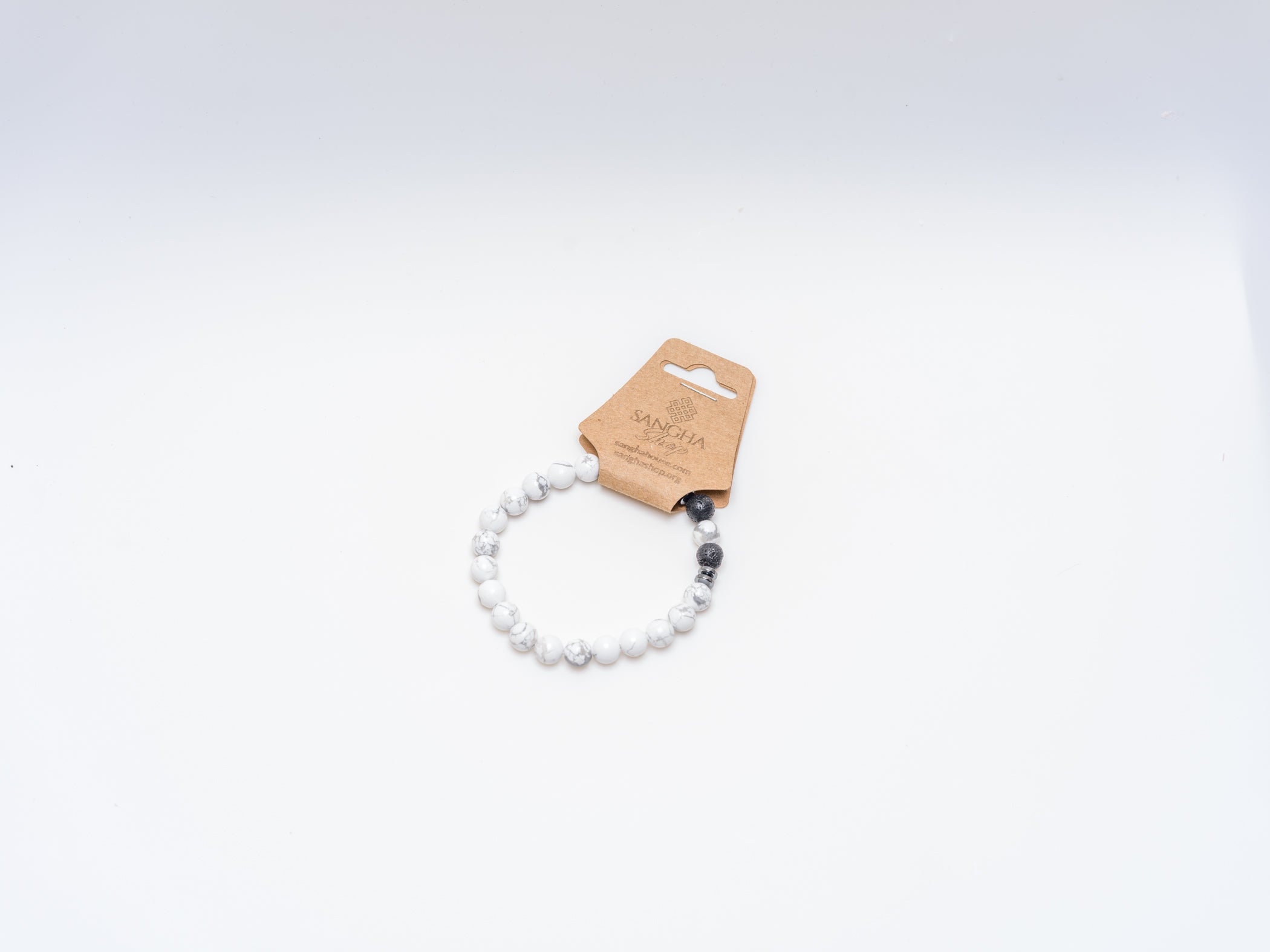 White & Black Hematite Mala Bracelet