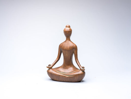 Woodgrain Buddha Statue (Resin) - Handcrafted at Sangha House