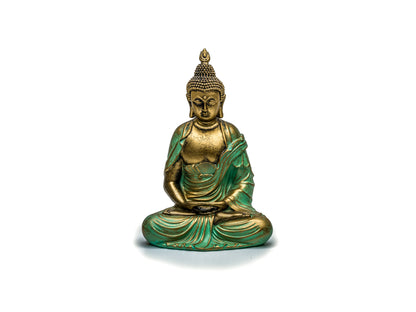 Antiqued Resin Buddha Statue (Gold and Turquoise)