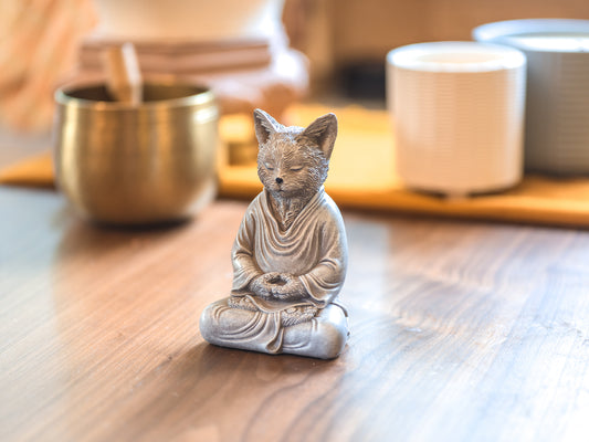 Cat Buddha Statue - Grey