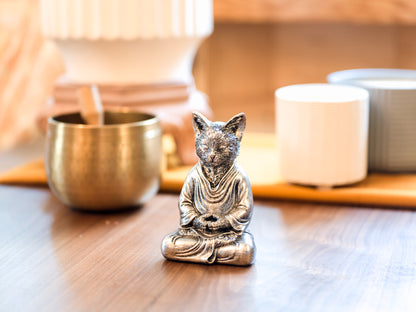 Cat Buddha Statue - Silver