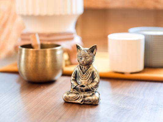 Cat Buddha Statue - Gold