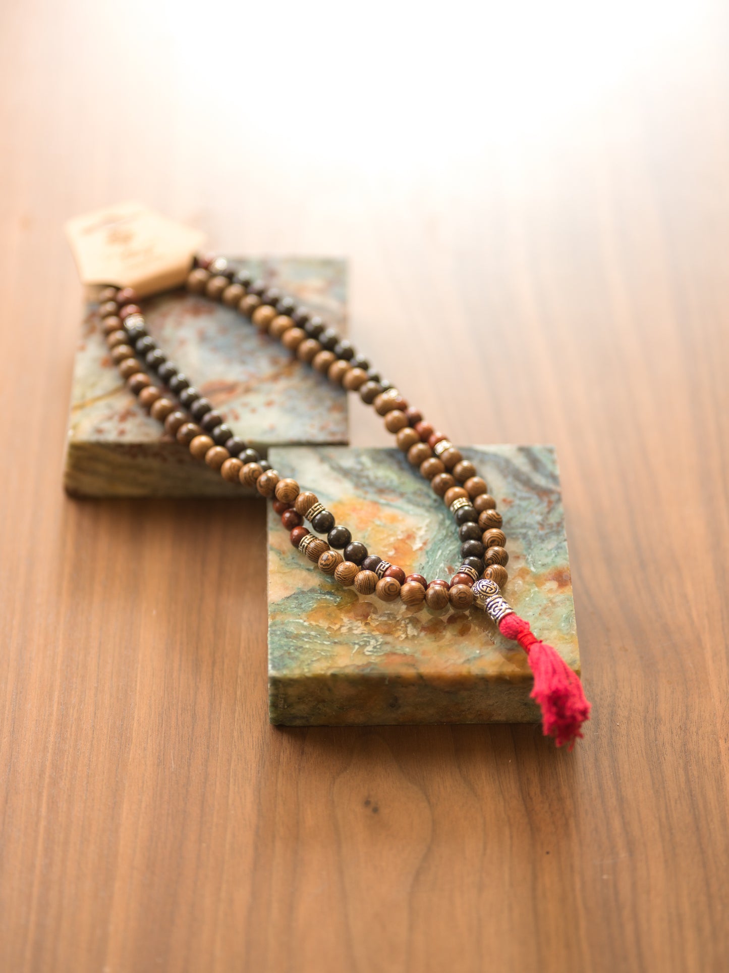 Sandalwood and Brass Mala Beads